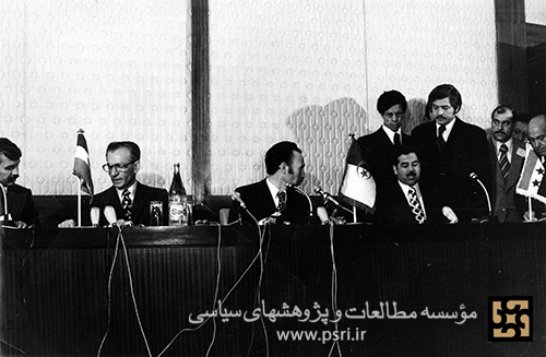 محمدرضا پهلوی و صدام حسین در کنفرانس سران اوپک