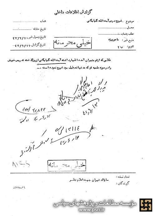 شروع درس آیت الله گلپایگانی 