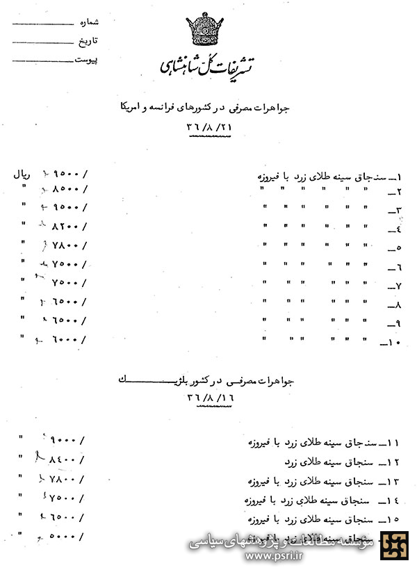 جواهرات مصرفی در کشورهای فرانسه و آمریکا