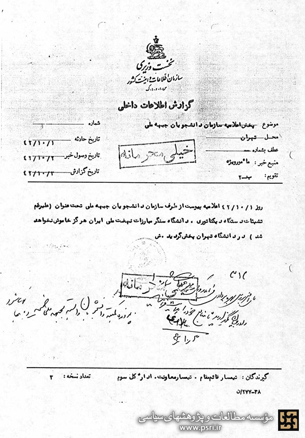  پخش اعلامیه در دانشگاه تهران 