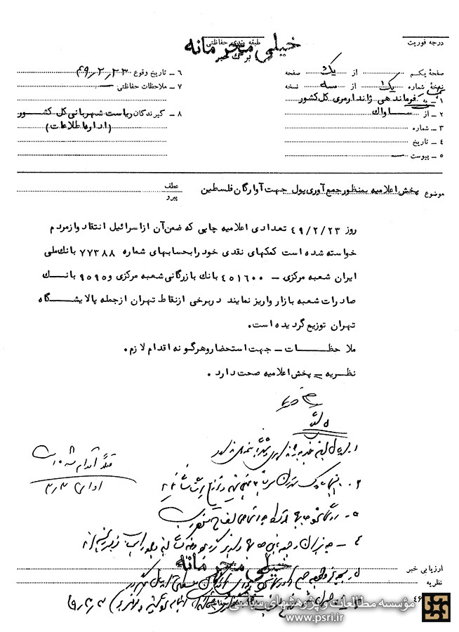 پخش اعلامیه جهت کمک به آوارگان فلسطینی