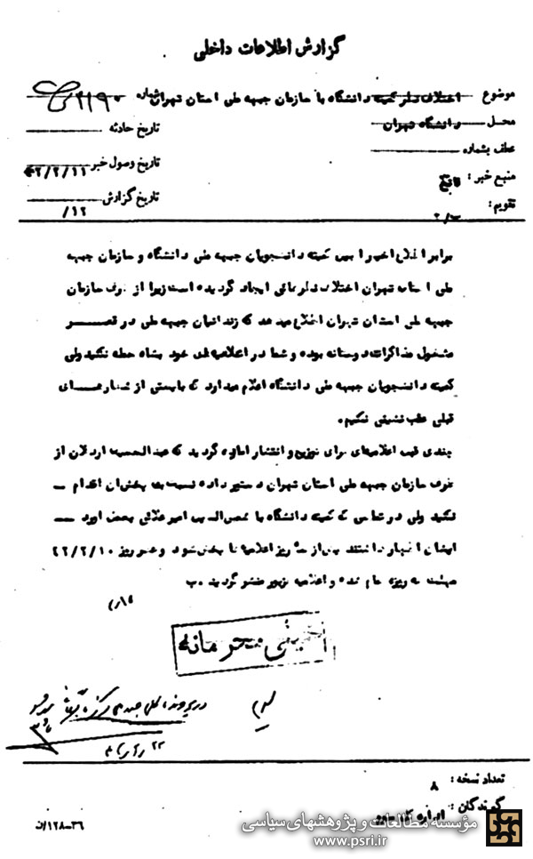 اختلاف کمیته دانشگاه با سازمان جبهه ملى استان تهران
