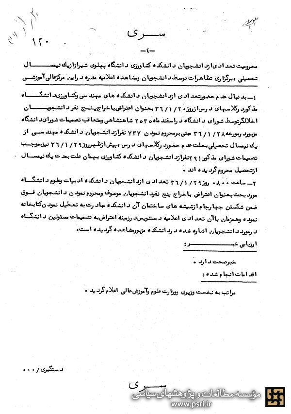 فعالیتهای دانشجویان دانشگاه پهلوی شیراز