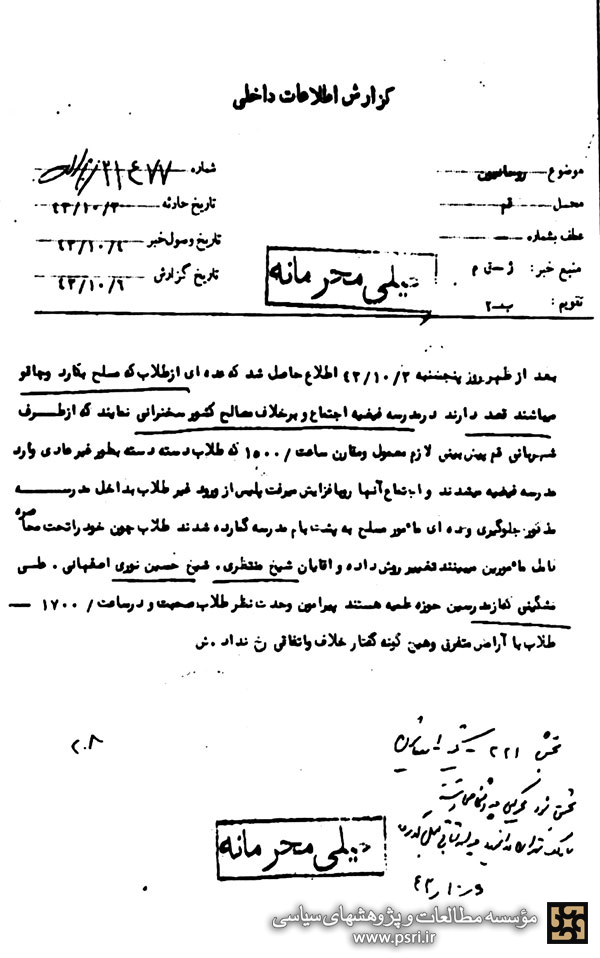 ماموران مسلح در پشت بام مدرسه فیضیه