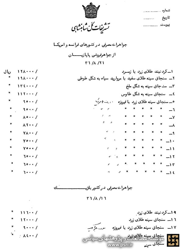 جواهرات مصرفی در کشورهای فرانسه و امریکا